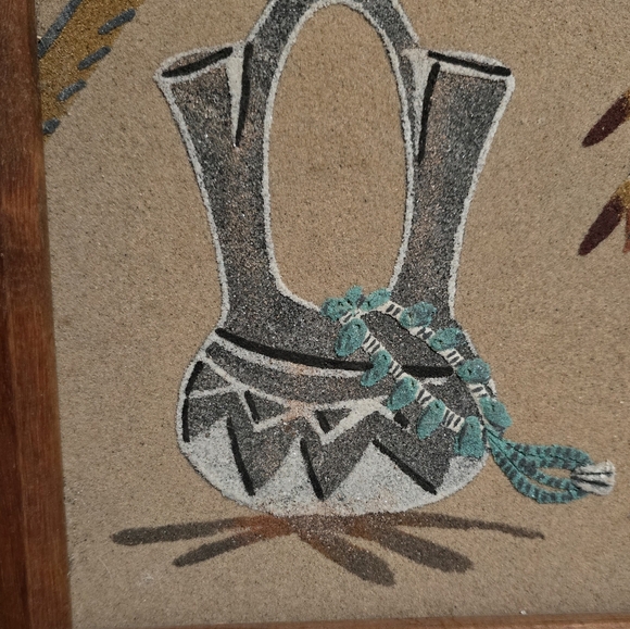 Vintage Handmade Sand Art Painting Kachina Tribal - Navajo Native American - Picture 4 of 8